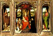 Hans Memling madonnan med barnet tronande med angel och donator Germany oil painting artist